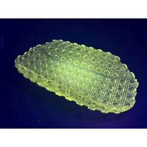 EAPG US Glass No 9525 (OHM) "Cane" Clear Pressed Glass Celery Uv Reactive 365nm